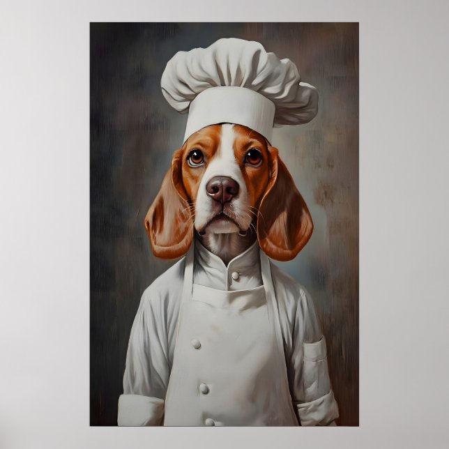 Poster de Beagle em Chapéu de Chef, Poster de Pet, (Frente)