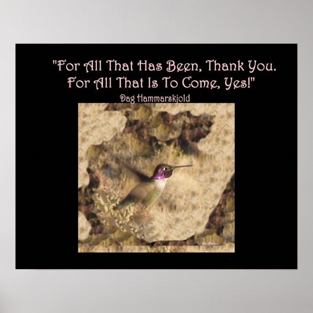 Poster de beija-flor... Obrigado e Sim! (Frente)