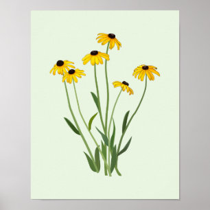 Poster de Belas Artes com Flor de Olhos Negros