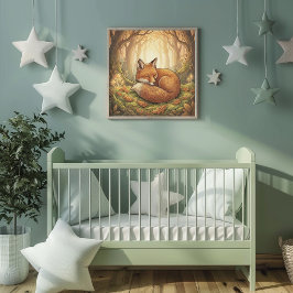Poster de Berçário Animais da Floresta Raposa Fofa