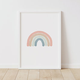 Pôster de Berçário Arco-íris em Aquarela Pastel
