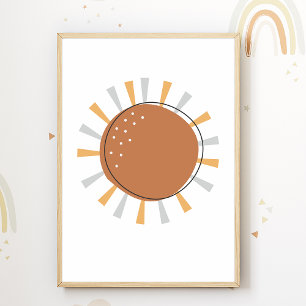 Poster de Berçário Boho Sun Decoração de Quarto de