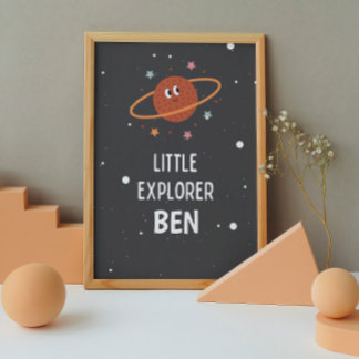 Pôster de Berçário com Nome Personalizado Little E