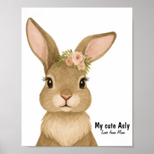 Poster de berçário de bebê de cor aquosa