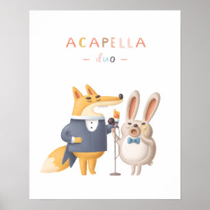 Pôster de Berçário do Duo A Cappella de Animais da
