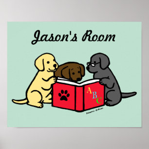 Poster de Berçário Filhotes de Labrador Lendo