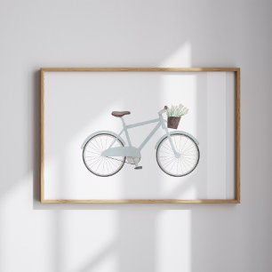 Poster de bicicleta azul com vintage