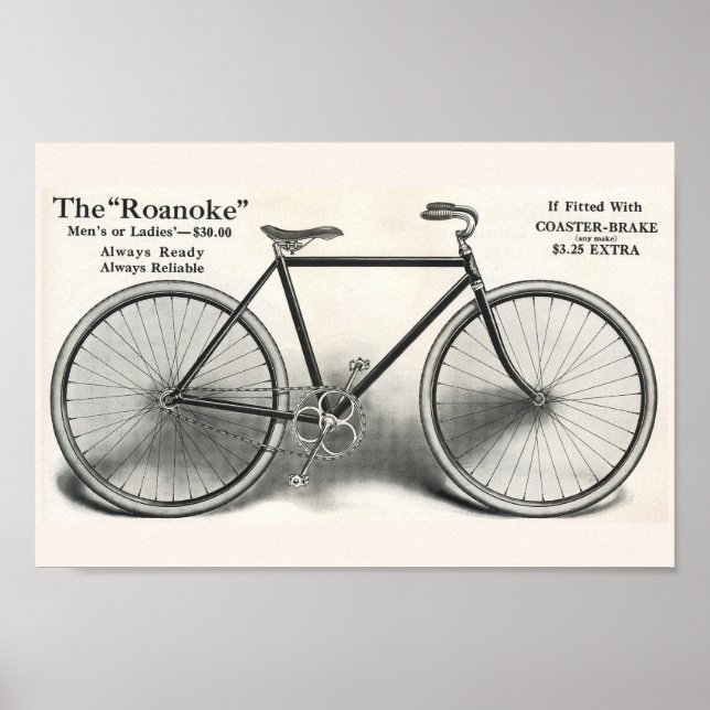 poster de Bicicleta E Arte De Roanoke De 1913 (Frente)