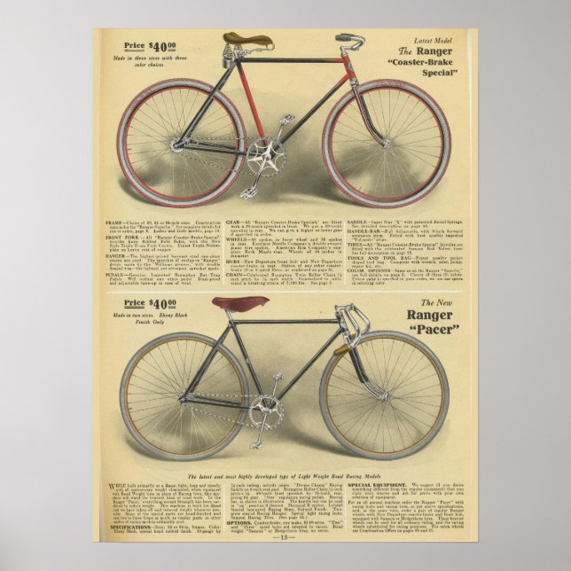 poster de Bicicleta E Arte Vintage Ranger 1918 (Frente)