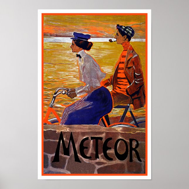 Poster de Bicicleta Vintage: Ciclos de Meteoro (Frente)