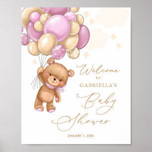 Poster de Boar Chá de fraldas de Balões Rosa