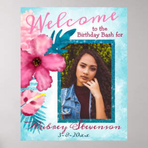 Poster de Boas-vindas ao Aniversário Tropical