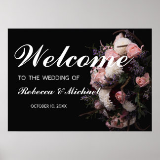 Poster de Boas-vindas ao Casamento Floral de Vinta