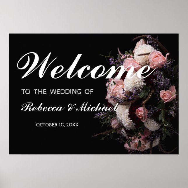 Poster de Boas-vindas ao Casamento Floral de Vinta (Frente)