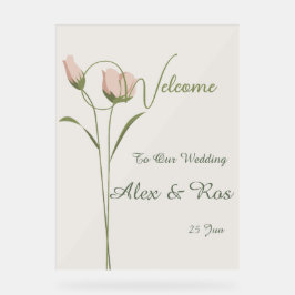 Poster de Boas-vindas ao Casamento Floral Rosa