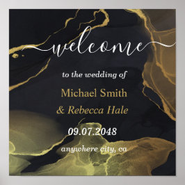 poster de Boas-Vindas ao Casamento Marble Preto e