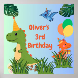 Poster de Boas-vindas ao Dinossaur Birthday - Fest