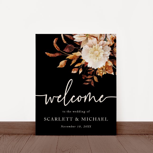 Poster de boas-vindas ao outono preto (Black Fall Welcome Poster
)