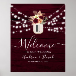Pôster de Boas-Vindas de Casamento com Luzes de Co