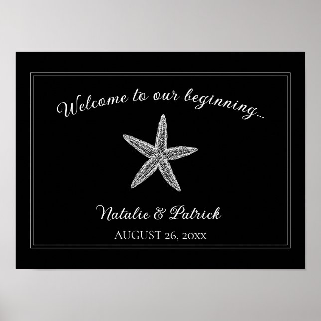 Poster de boas-vindas do Casamento de Starfish Neg (Frente)
