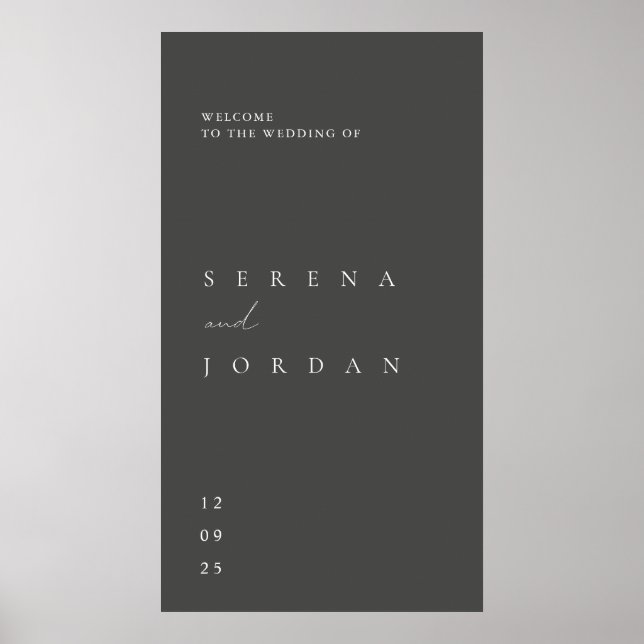 Poster de Boas-vindas do Casamento Elegante Minima (Frente)