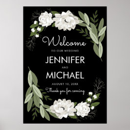 Poster de Boas-vindas do Casamento Floral Branco