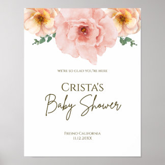 Poster de Boas-vindas do Peach Floral Minimalista