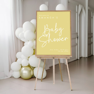 Poster de Boas-Vindas Simples Amarelo de Script Mo