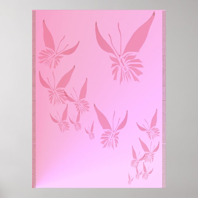 Poster de Borboleta Rosa Suave (Frente)