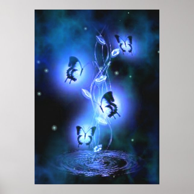 Poster de Borboletas Azuis (Frente)