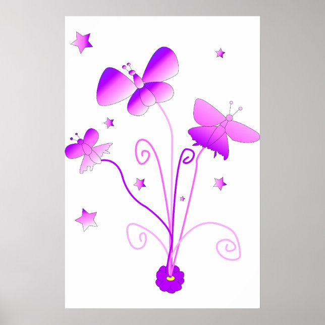 Pôster de Borboletas com Flor (Frente)