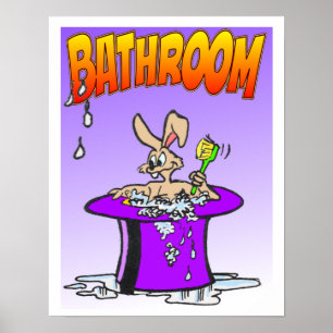 Poster de borbulhagem do banheiro do coelho