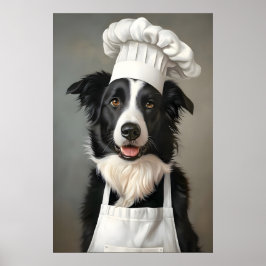 Poster de Border Collie com Chapéu de Chef, Poster