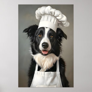 Poster de Border Collie com Chapéu de Chef, Poster
