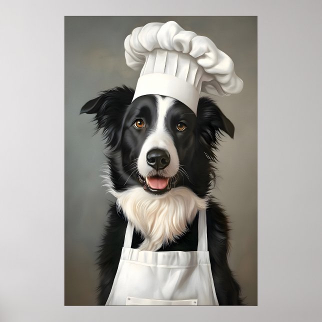 Poster de Border Collie com Chapéu de Chef, Poster (Frente)