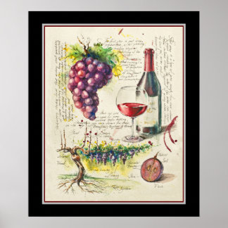 Poster de Botânica de Vinho Vermelho