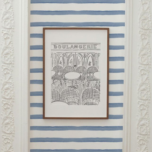 Poster de Boulangerie de Paris Negro e Branco (Black and White Paris Boulangerie Sketch Illustration Poster)