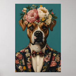 Poster de Boxer de Terno, Retrato de Boxer, Óleo d