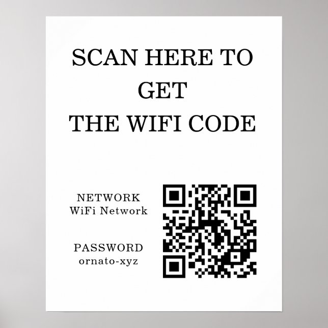 Poster de branco do código QR WiFi - Procurar aces (Frente)