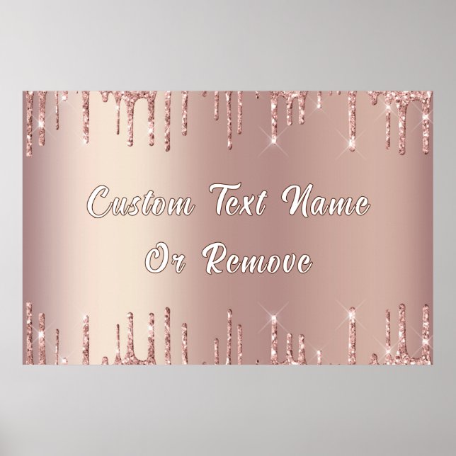 Poster de Brilho Dourado Rosa Personalizado com Te (Frente)