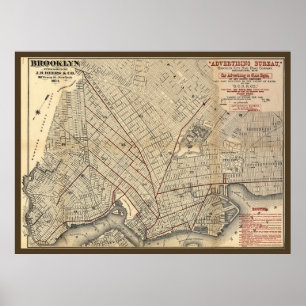 Pôster De Brooklyn Cidade Estrada de ferro Empresa mapa