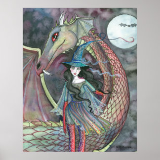 Poster de bruxas e dragões por Molly Harrison