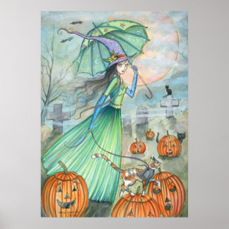 Poster de Bruxo de Outono do Halloween por M. Harr