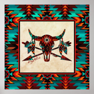 Poster de Cabeça de Buffalo e Setas