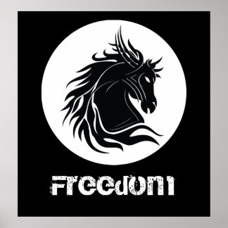 Poster de cabeça de cavalo preto e branco