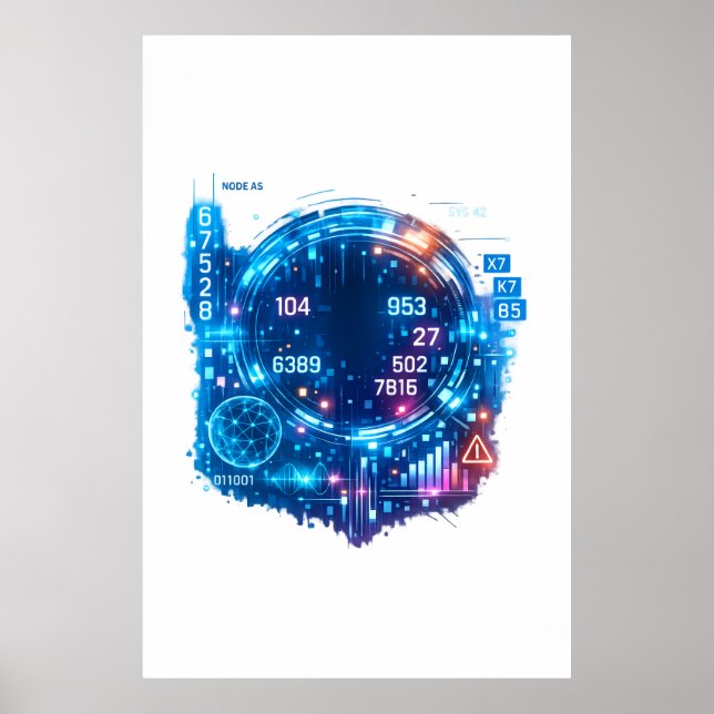 Poster de Cabeça de Dados de IA Futurista – Cibert (Frente)