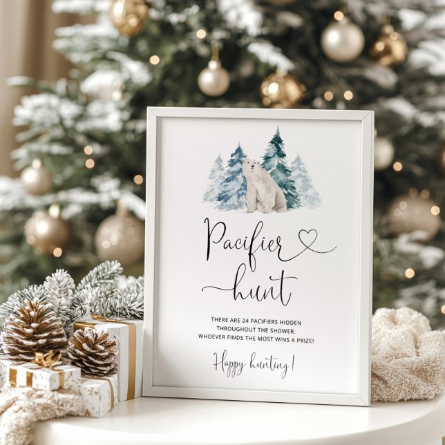 Poster de caça ao chá de fraldas de urso polar Pac (Criador carregado)