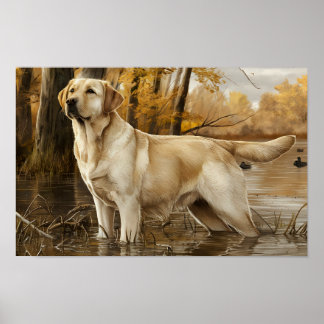 Poster de caça ao labrador amarelo, caçadores de p