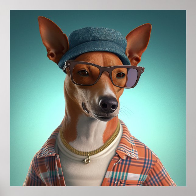 Poster de Cachorro Hipster Basenji (Frente)