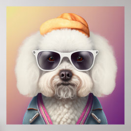 Poster de Cachorro Hipster Bichon Frise